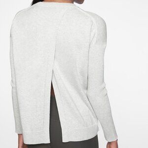 Athleta Silk Light Heatehred Grey Highlands Crossback Sweater Size XXS Soft Knit